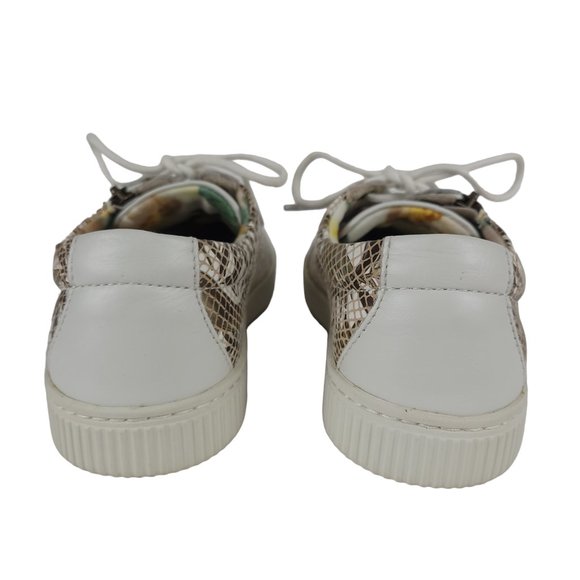 BORN Women's Tamara Sneakers 7M White Leather Lace Up Side Zipper Embossed - Picture 9 of 12